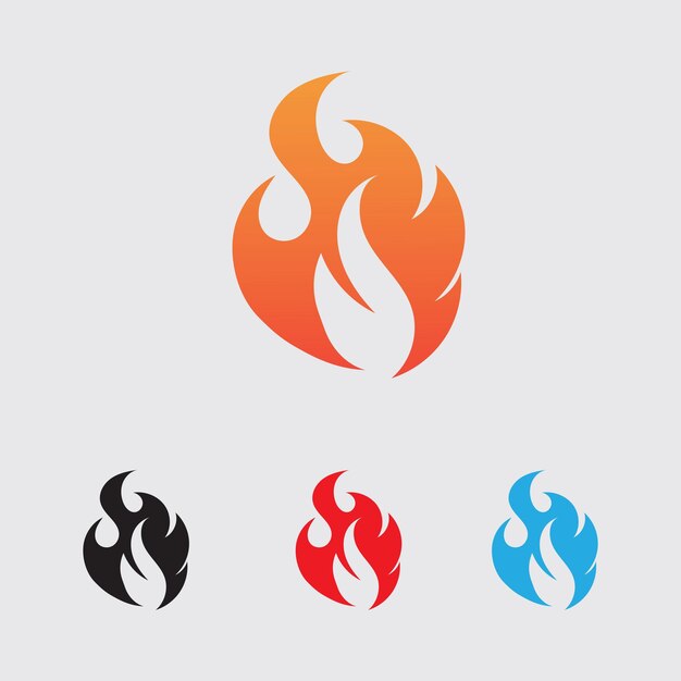 Ilustración vectorial de fuego y símbolo en fondo gris