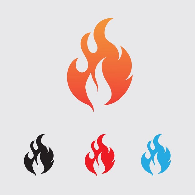 Ilustración vectorial de fuego y símbolo en fondo gris
