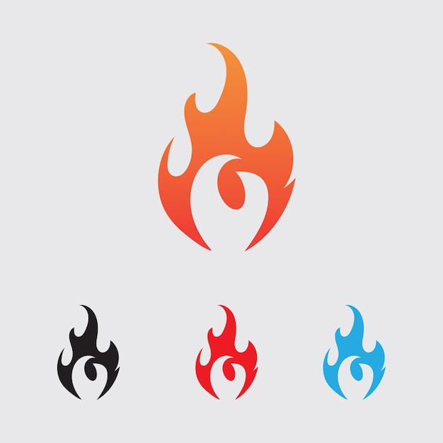 Ilustración vectorial de fuego y símbolo en fondo gris