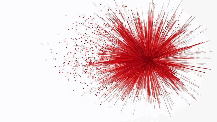 Vector ilustración vectorial de fuegos artificiales de dibujos animados de color rojo vibrante aislada