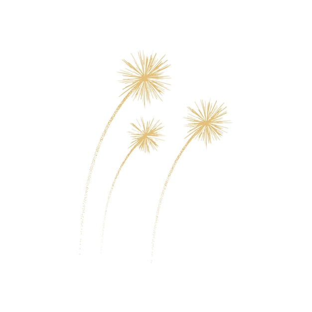 Ilustración vectorial de fuegos artificiales dorados en gradiente