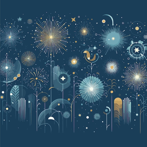 Vector ilustración vectorial de fuegos artificiales del festival de fiesta de año nuevo generada por ai