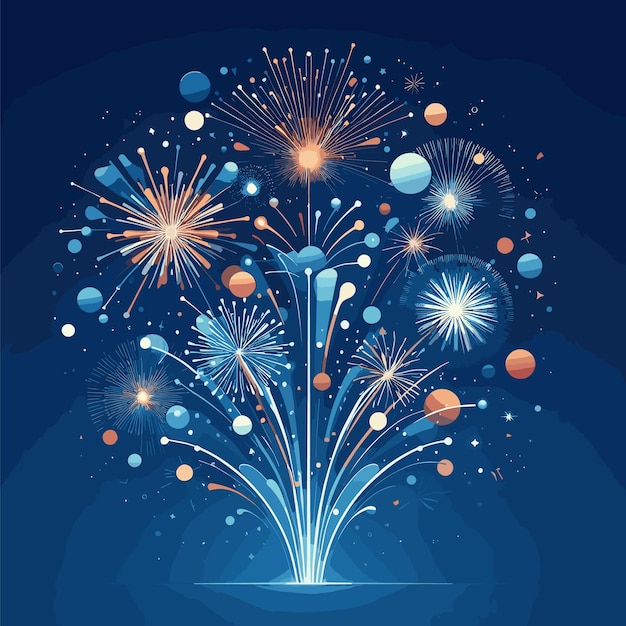 Vector ilustración vectorial de fuegos artificiales del festival de fiesta de año nuevo generada por ai