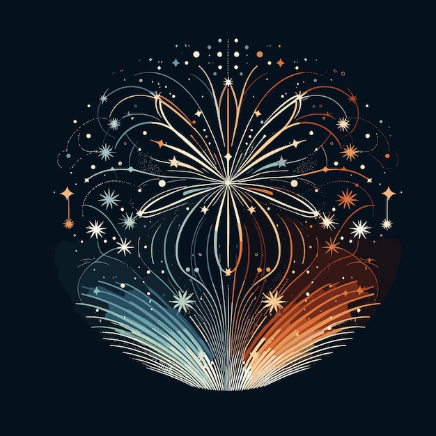Vector ilustración vectorial de fuegos artificiales del festival de fiesta de año nuevo generada por ai