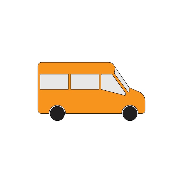 Ilustración vectorial de furgoneta escolar en fondo blanco Concepto de transporte de regreso a la escuela