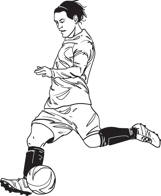 Ilustración vectorial de fútbol de acción impresa y dibujada