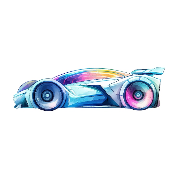 Vector ilustración vectorial futurista de automóviles en estilo acuarela