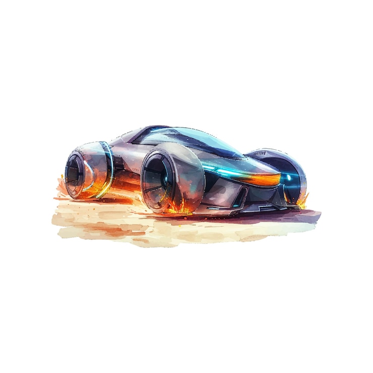 Vector ilustración vectorial futurista de automóviles en estilo acuarela