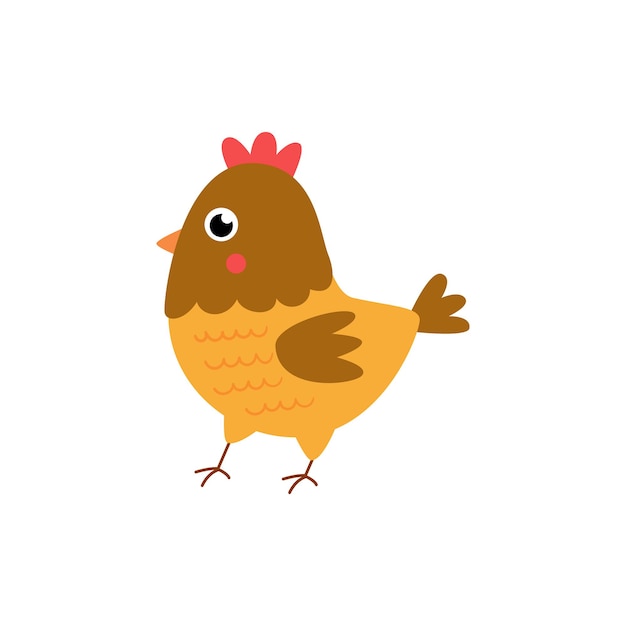 Ilustración vectorial de gallina linda aislada sobre fondo blanco.