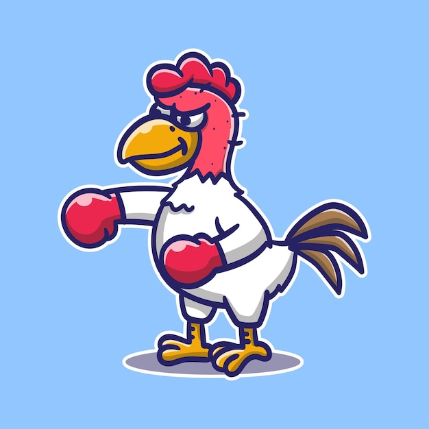 Vector ilustración vectorial de un gallo de dibujos animados en fondo azul