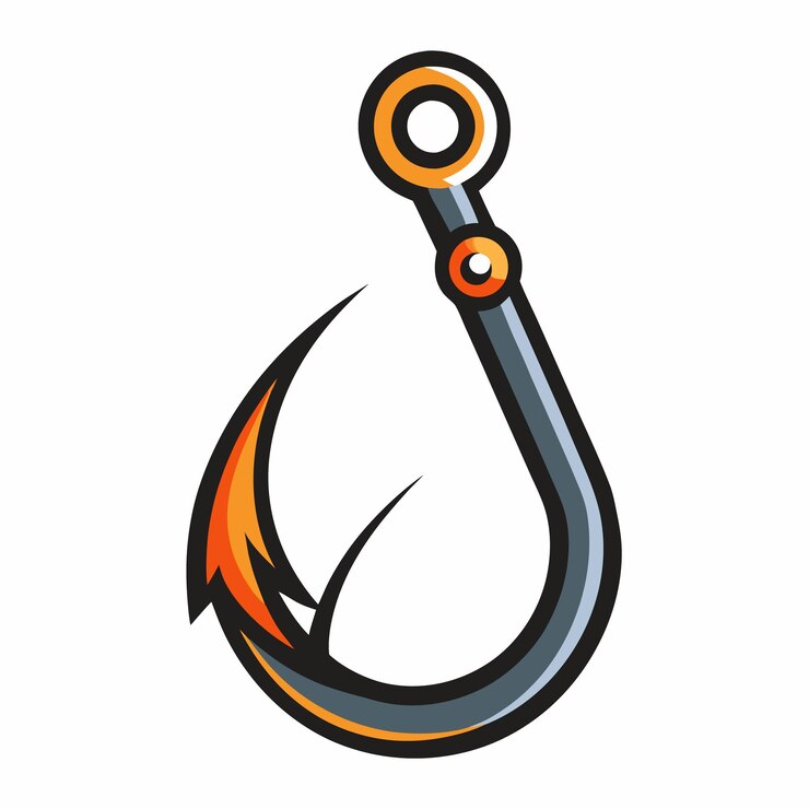 Vector ilustración vectorial de gancho de pesca aislada sobre un fondo blanco