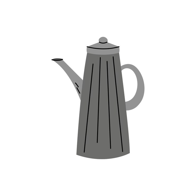 Vector ilustración vectorial de garabate de cafetera cafetera aislada objeto simple dibujado a mano