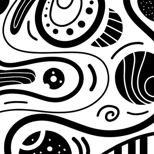 Ilustración vectorial de garabatos en blanco y negro. dibujado a mano líneas artes fondos abstractos geométricos