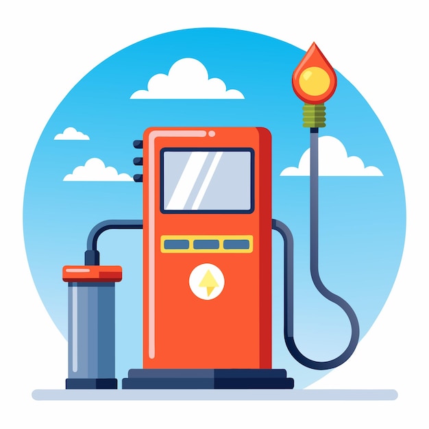 Vector ilustración vectorial de una gasolinera con una bomba de gasolina