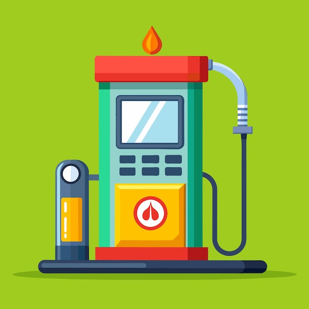 Vector ilustración vectorial de una gasolinera con una bomba de gasolina