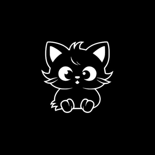 Ilustración vectorial de gato en blanco y negro