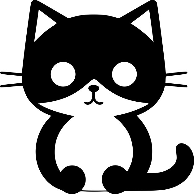 Vector ilustración vectorial de gato en blanco y negro