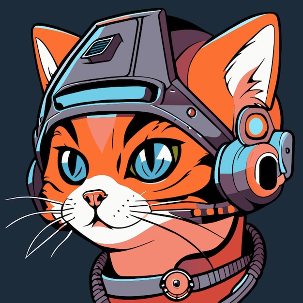 Ilustración vectorial del gato cyborg