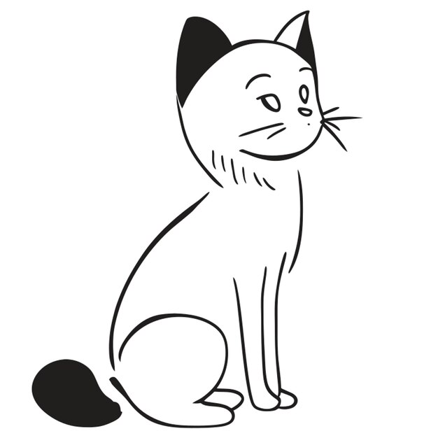 Ilustración vectorial de gato dibujo de líneas