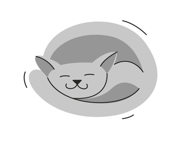 Vector ilustración vectorial de un gato durmiente con dibujos animados de mascotas domésticas