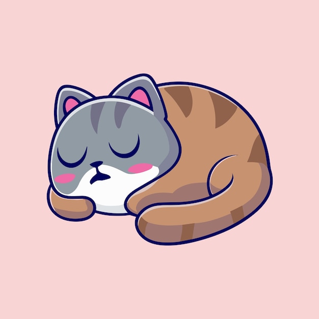 Ilustración vectorial de un gato durmiente de dibujos animados