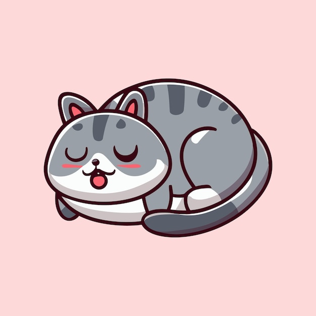 Ilustración vectorial de un gato durmiente de dibujos animados