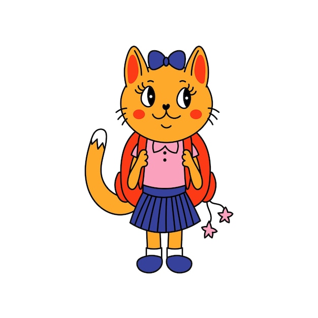 Ilustración vectorial de un gato escolar