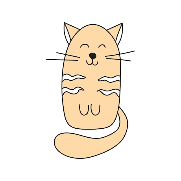 Ilustración vectorial de gato en estilo doodle aislado en fondo blanco