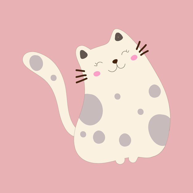 Ilustración vectorial del gato kawaii