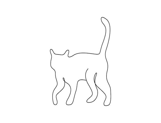 Ilustración vectorial de gato en una línea continua