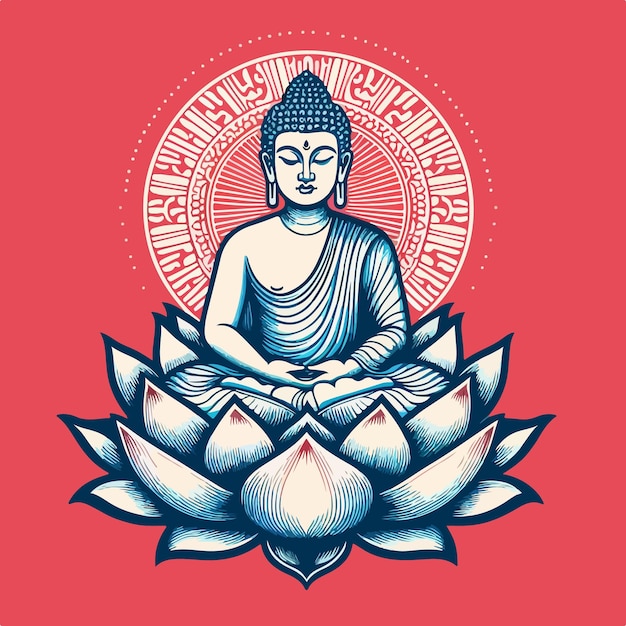 Vector ilustración vectorial de gautama buda sentado