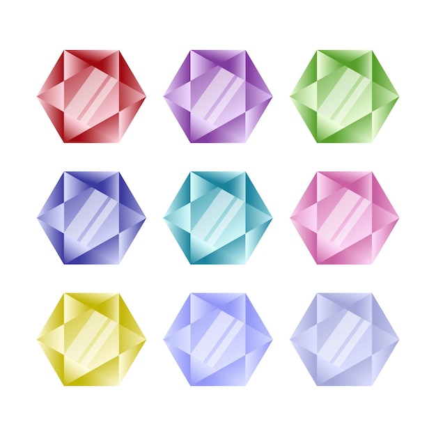 Ilustración vectorial de gemas de cristal de joyas