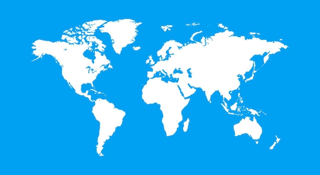 Ilustración vectorial de geografía azul y blanca del mapa del mundo