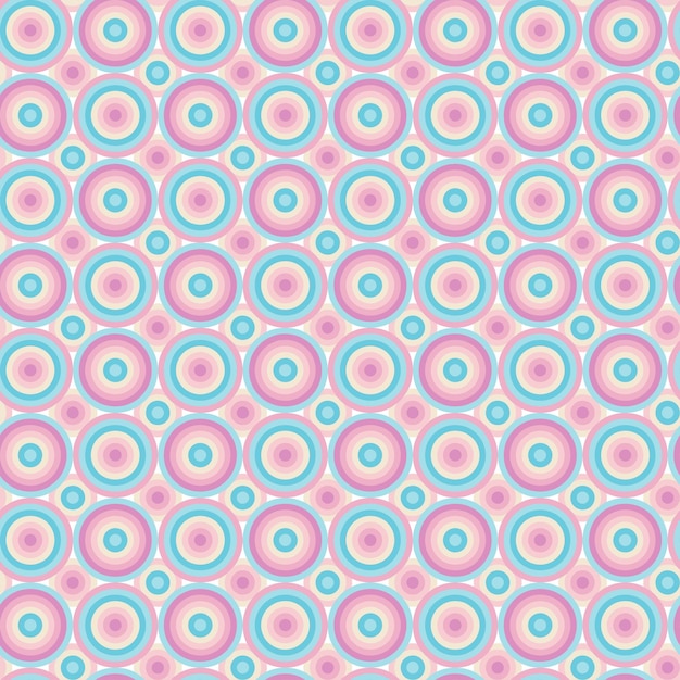 Una ilustración vectorial geométrica vintage sin costuras con círculos alternados en rosa pastel y azul Ideal para fondos, papeles de pared y diseños textiles