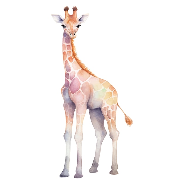 Ilustración vectorial con una girafa bonita dibujada a mano