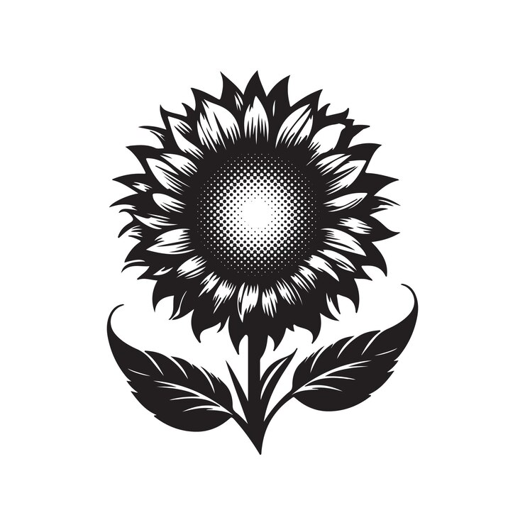 Ilustración vectorial de girasol diseño de silueta