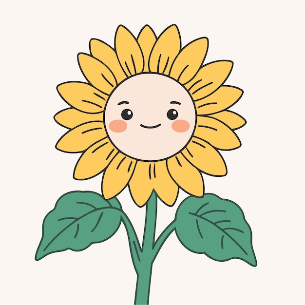 Ilustración vectorial de girasol linda de un libro para niños pequeños