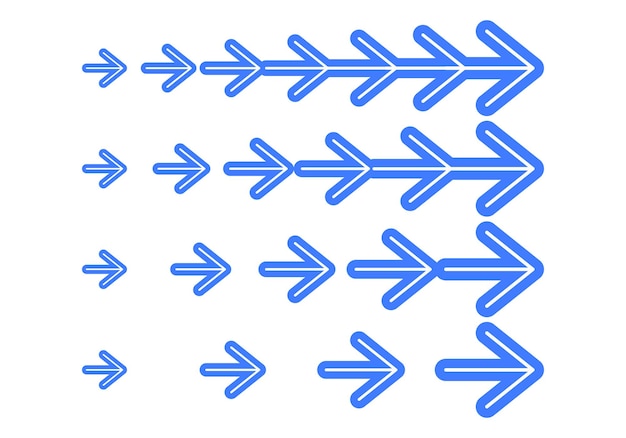 Ilustración vectorial de giro a la derecha con puntero de flecha azul para elementos de diseño