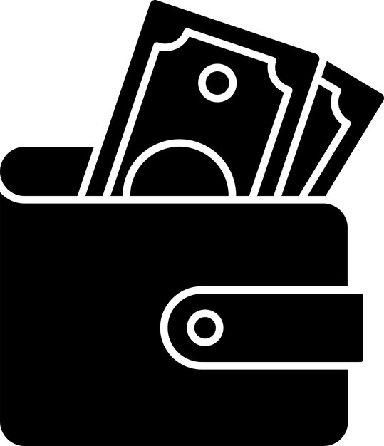 Ilustración vectorial de glifo sólido de billetera