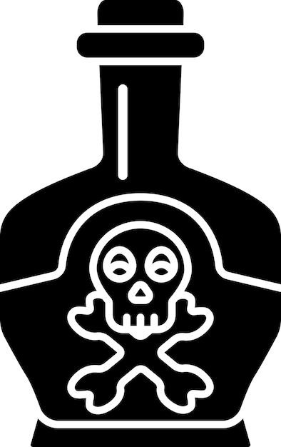 Ilustración vectorial de glifo sólido de la botella de veneno