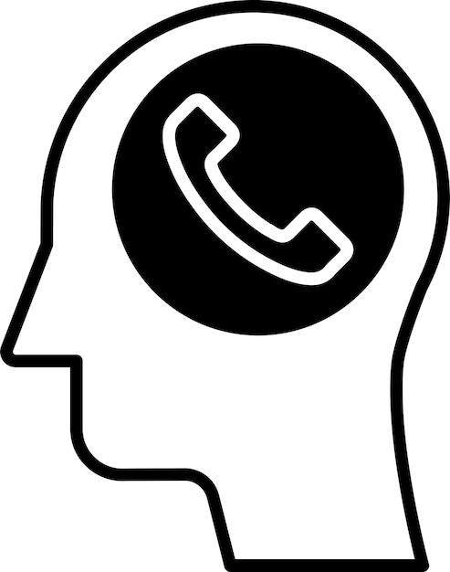 Ilustración vectorial de glifo sólido de la cabeza del teléfono