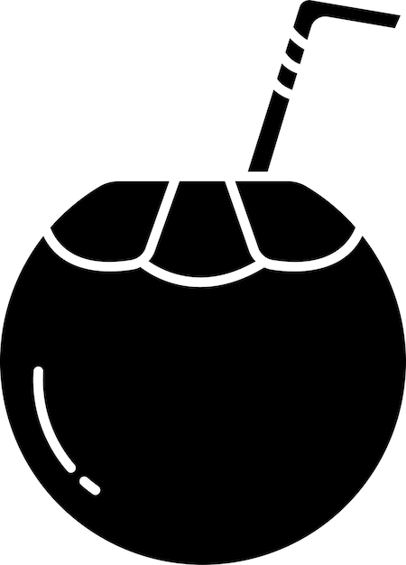 Ilustración vectorial de glifo sólido de coco tierno