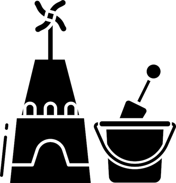 Ilustración vectorial de glifo sólido de cubo de arena