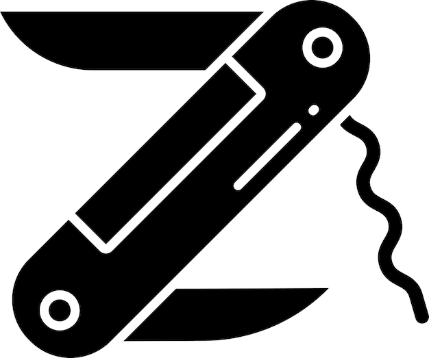 Ilustración vectorial de glifo sólido del cuchillo de bolsillo