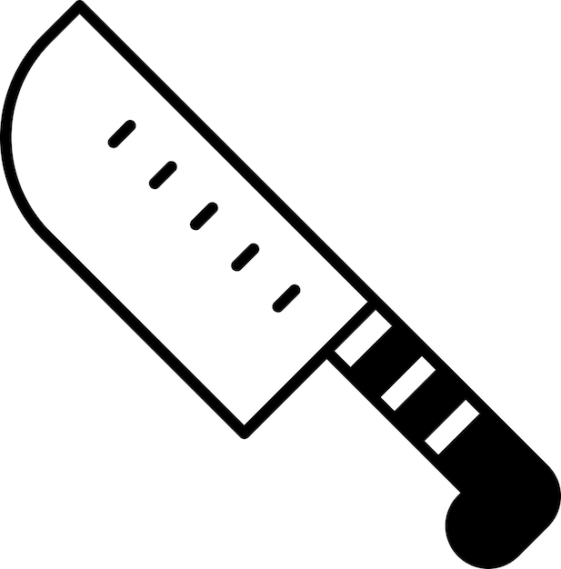 Ilustración vectorial de glifo sólido del cuchillo de cocina