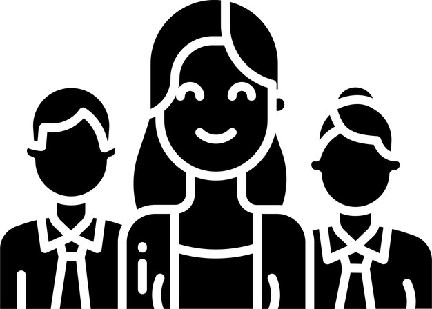 Ilustración vectorial de glifo sólido del equipo de mujeres