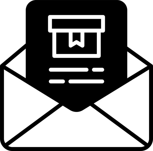 Ilustración vectorial de glifo sólido de la factura de correo electrónico