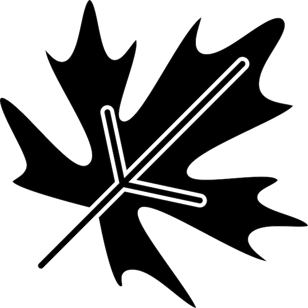 Ilustración vectorial de glifo sólido de la hoja de arce