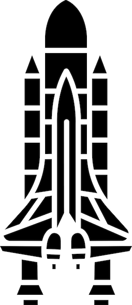 Ilustración vectorial de glifo sólido del lanzamiento de cohetes