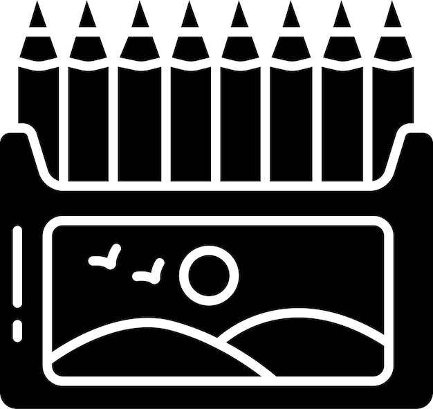 Ilustración vectorial de glifo sólido con lápiz de color